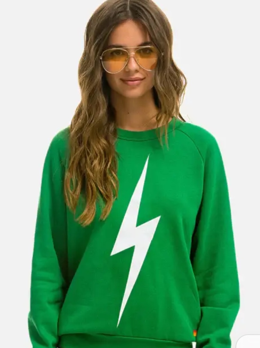 Aviator Nation XL BOLT SWEATSHIRT KELLY GREEN/WHITE